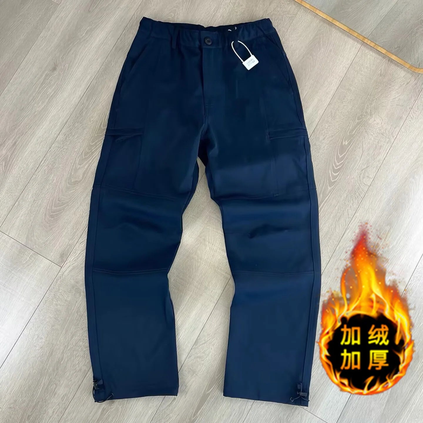 Outdoor Workwear Pants Men's Loose Fleece Lined Thick Soft  Hiking Pants Windproof Waterproof Polyester Fiber Straight Leg