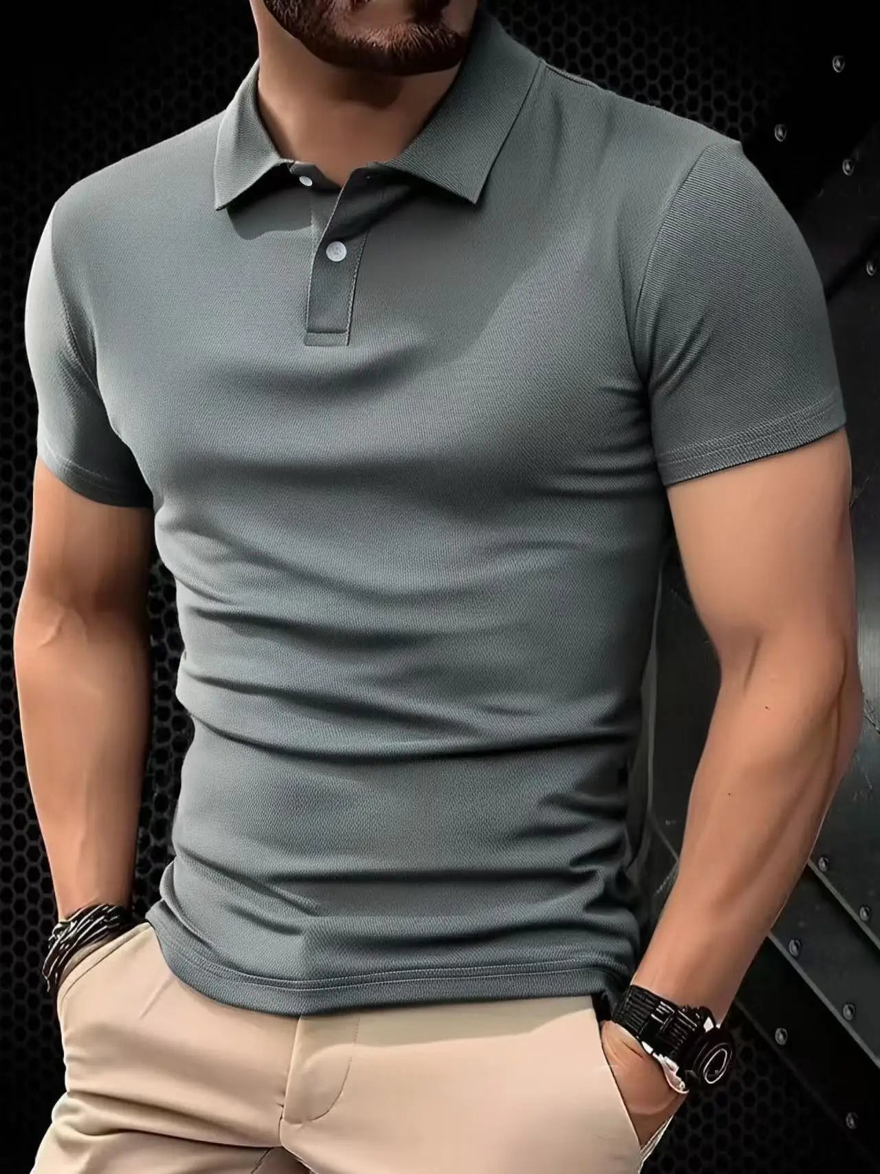 Summer Men's Short Sleeve T-Shirt Button Classic Fit Casual Polo Shirts Pullover Shirts Outdoor Solid Color Lightweight Tops