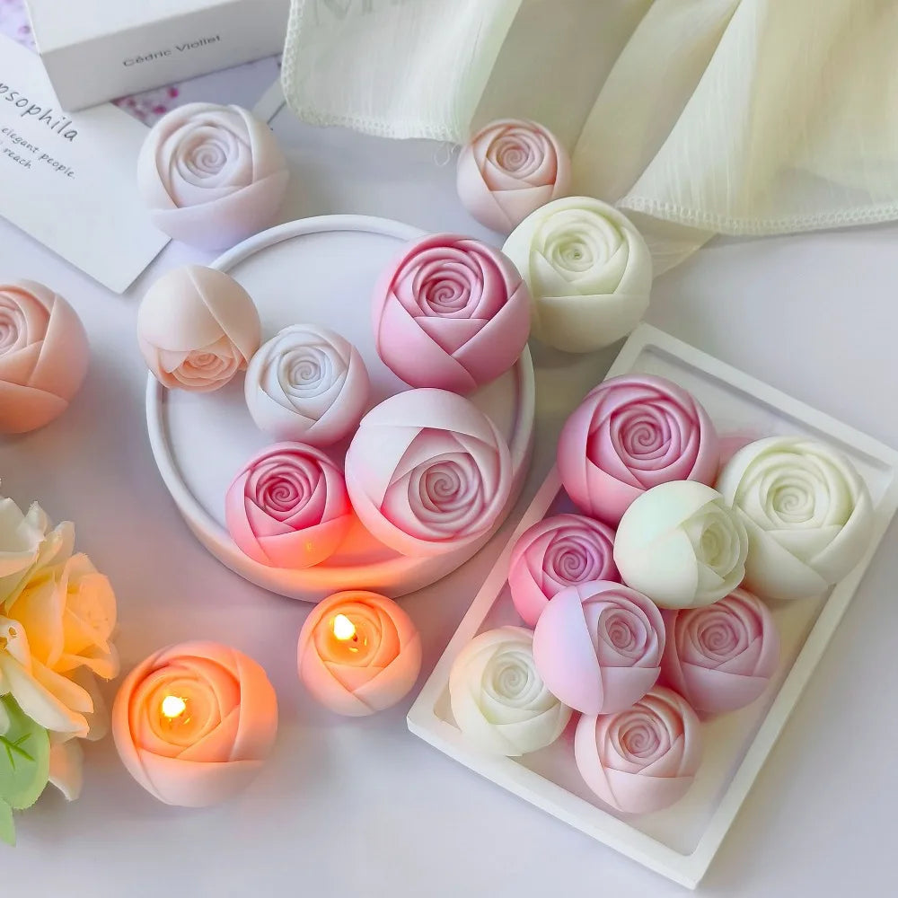 Multi Size Rose Bud Candle Silicone Moulds Stack Flower Resin Making Tools Plant Gypsum Birthday Party Decor Mother’s Day Gifts