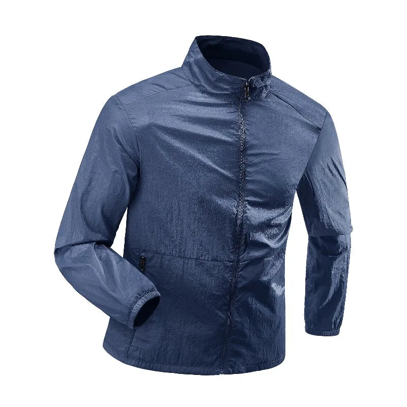 Summer Men's Fashion Trend Versatile Sunscreen Skin Jacket Outdoor Cycling Sports UV Resistant Lightweight Breathable Jacket