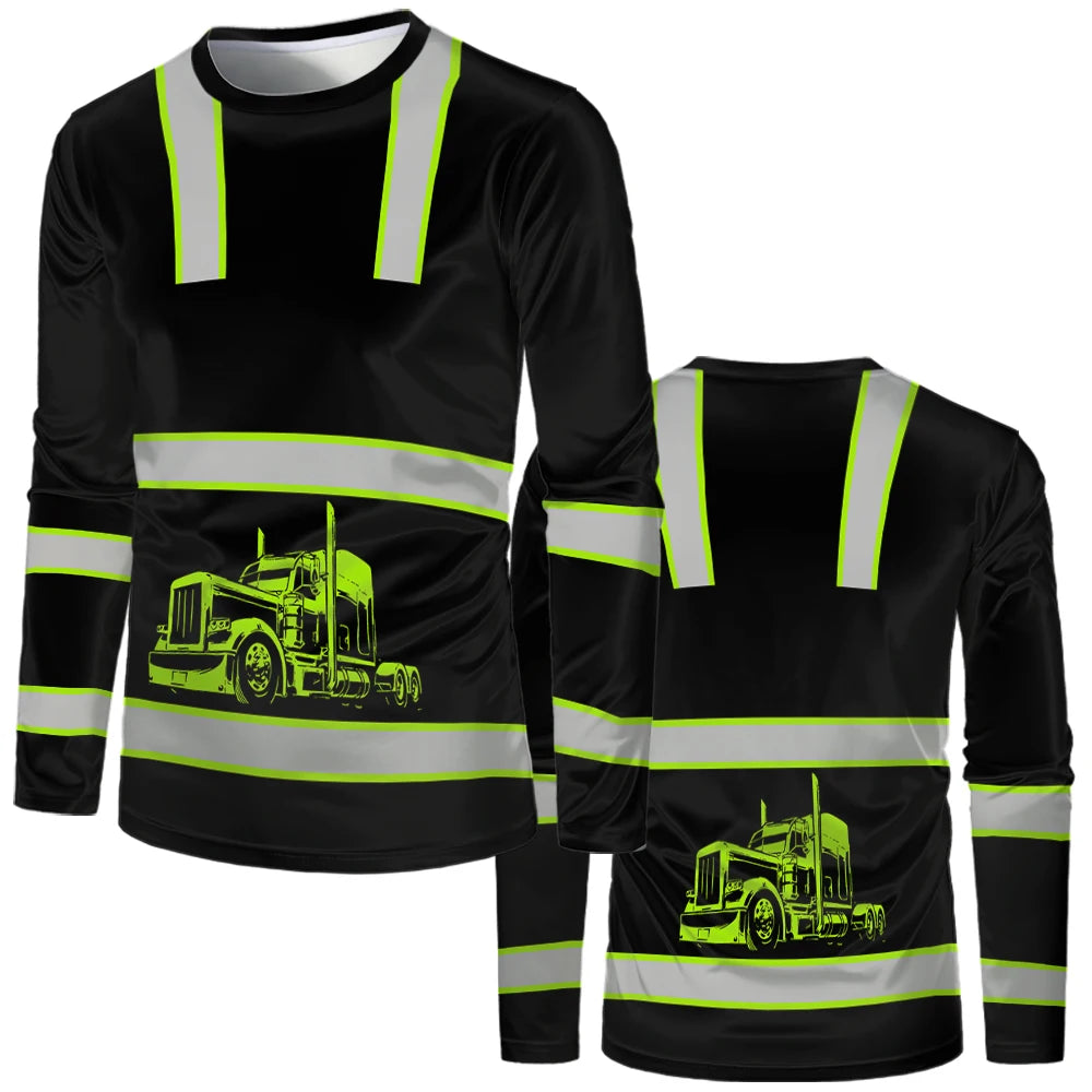 Construction Workers Uniforms Men's T-shirt Loose Casual Classic O Neck Long-sleeve Tops Comfortable And Breathable Work Clothes