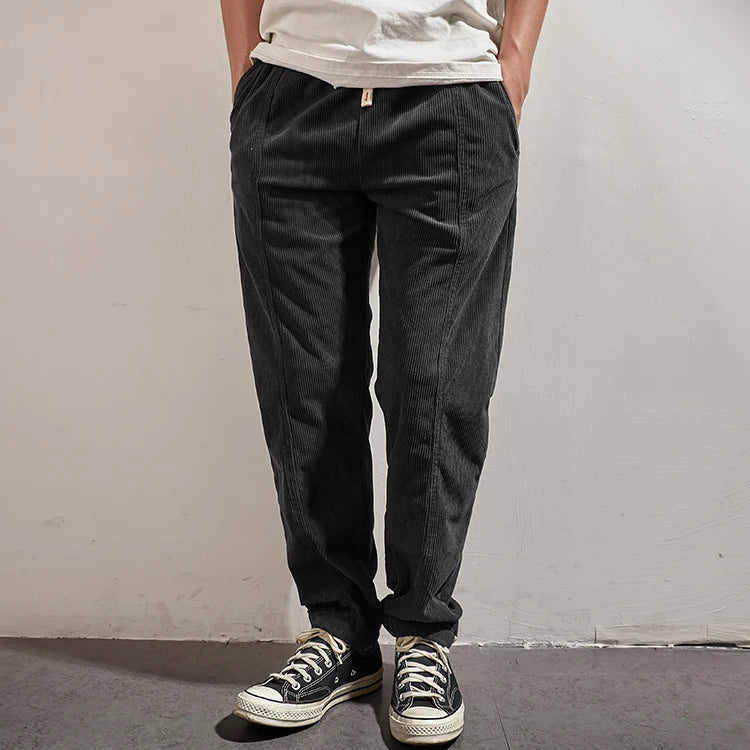Corduroy pants men's elastic waist autumn sweatpants loose bundle feet tide brand overalls