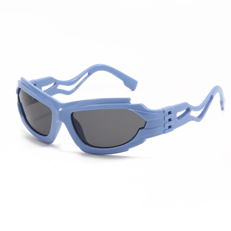 Fashion Cycling Hollow S-shaped Leg Punk Sunglasses Y2K Futuristic Personalized Sun Glasses INS Sports Cycling Glasses
