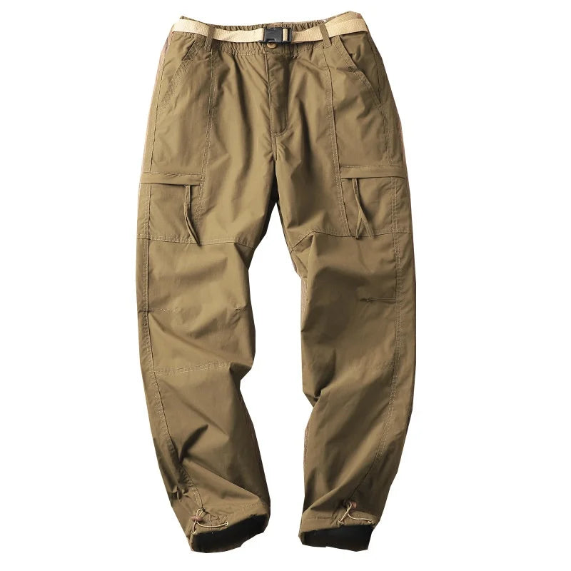 Outdoor Workwear Pants Men's Loose Fleece Lined Thick Soft  Hiking Pants Windproof Waterproof Polyester Fiber Straight Leg