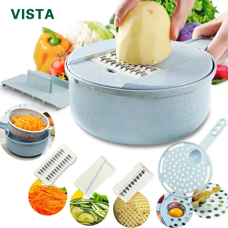Multifunctional Vegetable Chopper & Grater – 7-Blade Kitchen Slicer Set