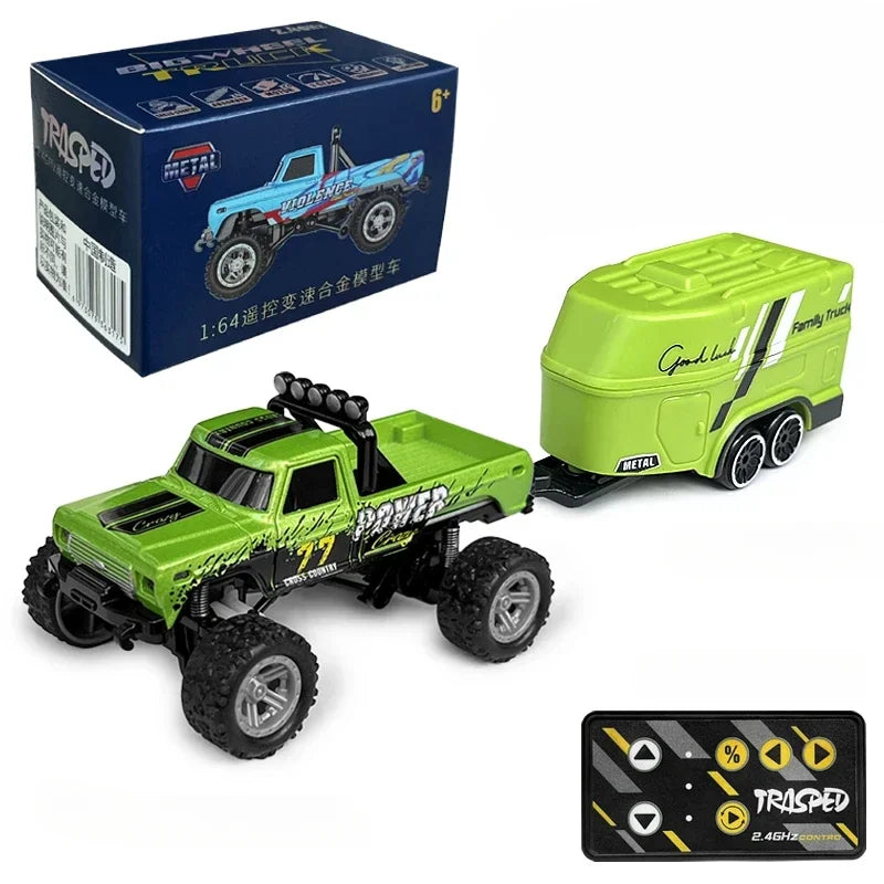 RC Off-Road Monster Truck 1/64 Remote Control Mini Climbing Car, Alloy Material, 2.4G Remote Control Electric Off-Road Vehicle.