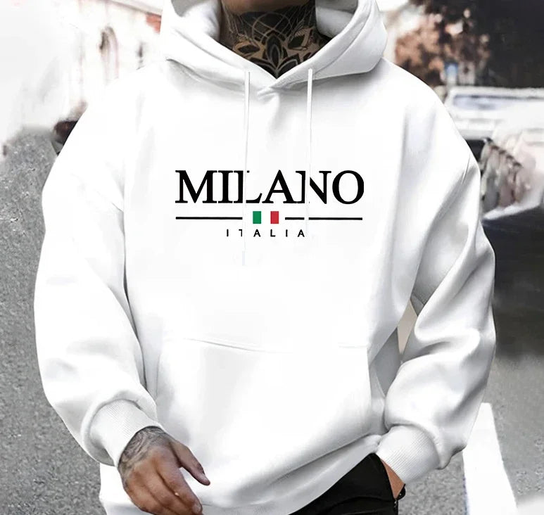 Men's Printed Casual Hoodie — Outdoor Fitness Pullover Sweatshirt