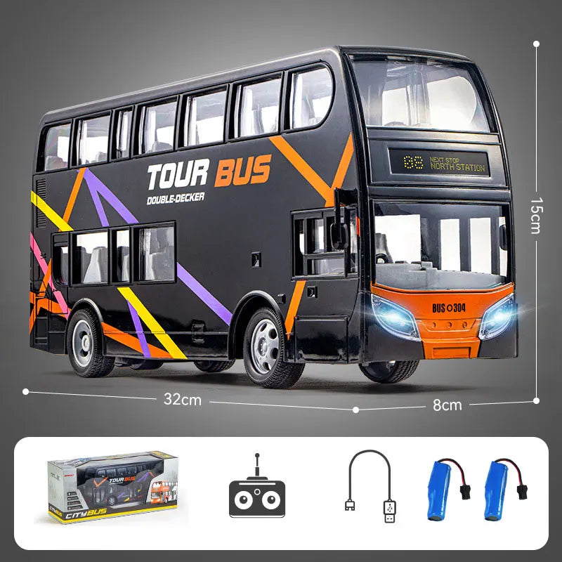 RC Bus 2.4G Remote Control Car Double-decker Stretch Electric Bus 3km/h With LED Sound RC Electronic Vehicle Toy Kids Boy Gift