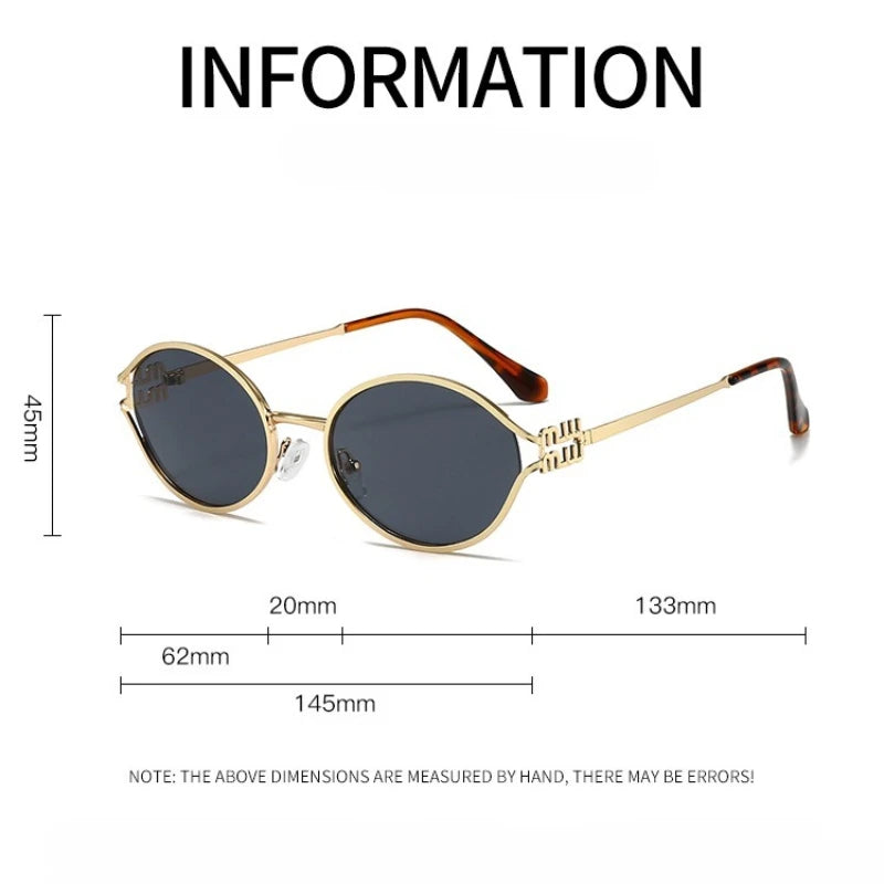 Fashionable Hollow Design Sunglasses Luxury Brand Designer Oval Sunglasses for Women Popular Metal Sunshade UV Sun Glasses