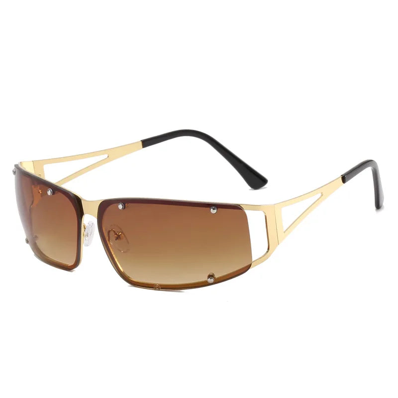 Women's Fashion Hollow Sunglasses Retro New Personality Street Photo Sun Glasses y2k Steampunk Luxury Clear Lens Trending Shades