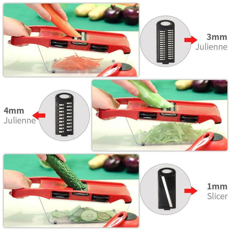 Multifunctional Vegetable Chopper & Grater – 7-Blade Kitchen Slicer Set
