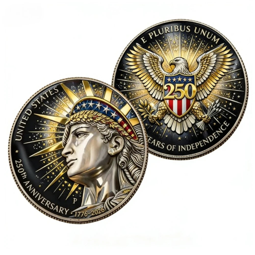 United States 250th Anniversary Printed Silvery Plated Collection Coin 250 Years of Independent