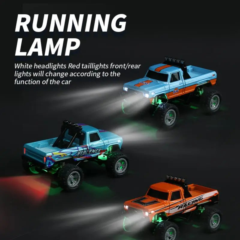 RC Off-Road Monster Truck 1/64 Remote Control Mini Climbing Car, Alloy Material, 2.4G Remote Control Electric Off-Road Vehicle.