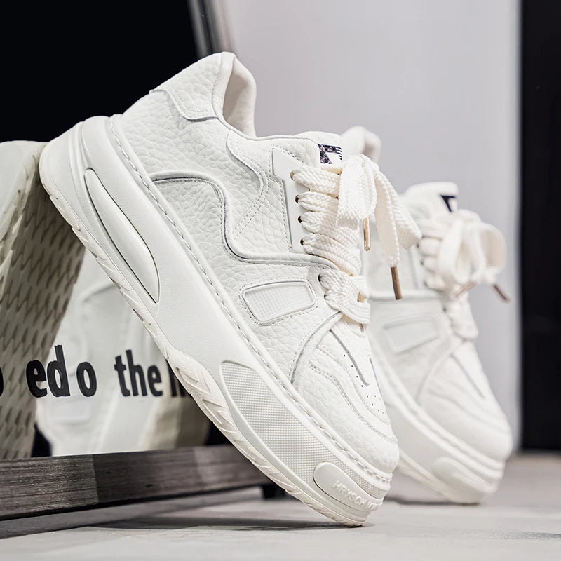 Mens Shoes 2025 Spring New Trend Platform Heightening Casual Board shoes Fashion Color Matching Leather Lace-up Casual Sneakers