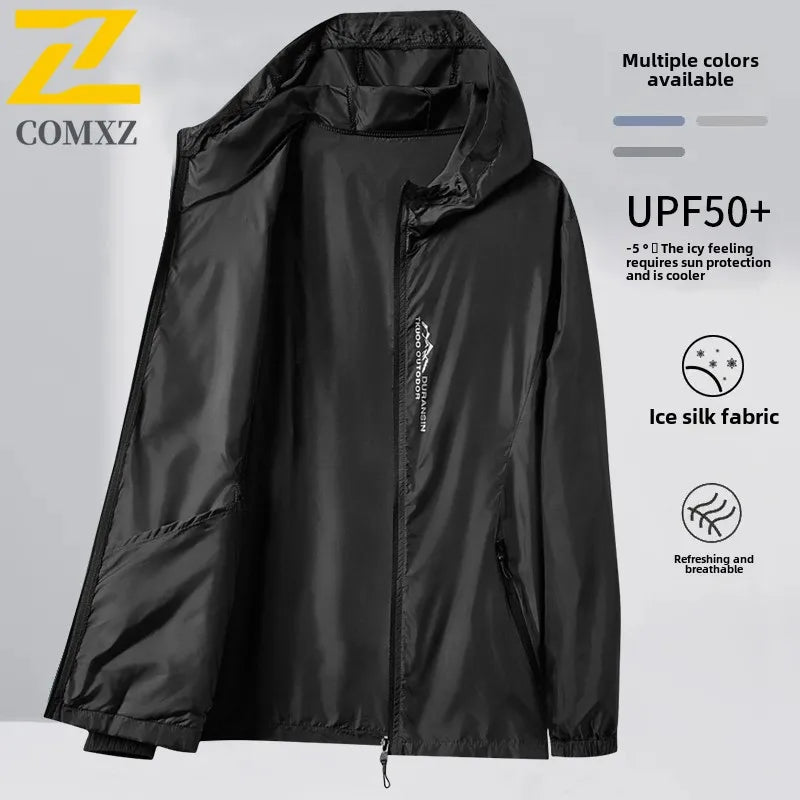 Summer Men's Sunscreen Jacket Ultra Light Ice Silk Breathable UPF50+UV Resistant Cycling Coat City Commuter Outdoor Hiking Jacke