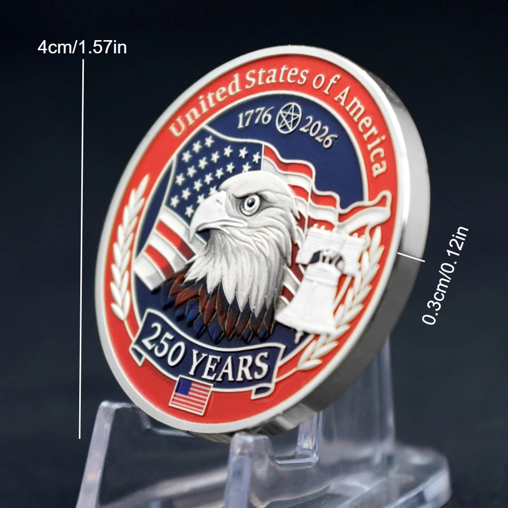 250 Years United States of America Collection Coin 1776-2026 250th Anniversary Gold Plated Souvenir Coin
