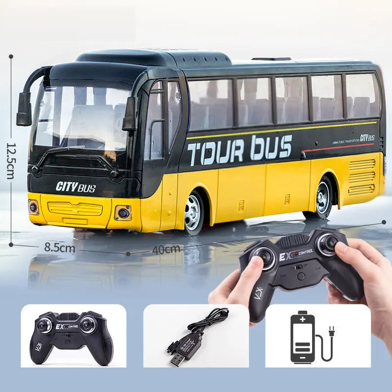 RC Bus 2.4G Remote Control Car Double-decker Stretch Electric Bus 3km/h With LED Sound RC Electronic Vehicle Toy Kids Boy Gift