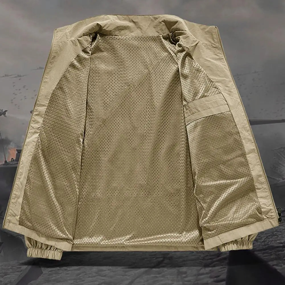 Summer Jackets Men Windbreaker Coats Sports Sunscreen Clothing Men Ultrathin Fishing Wearing Man Stand Collar Zip Up Coats