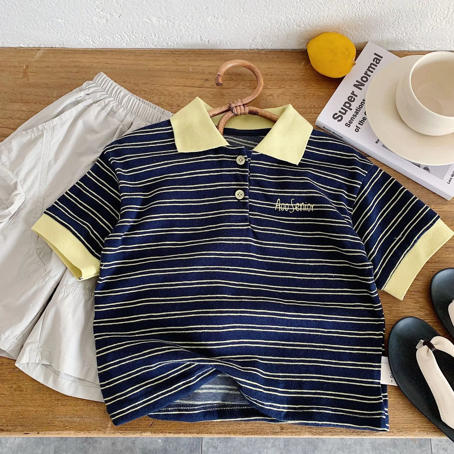 Kids Striped Polo Shirt 2026 Summer Casual Short Sleeve Polo Tee for Boys Letter Embroidery Tops for Girls Children Outfits