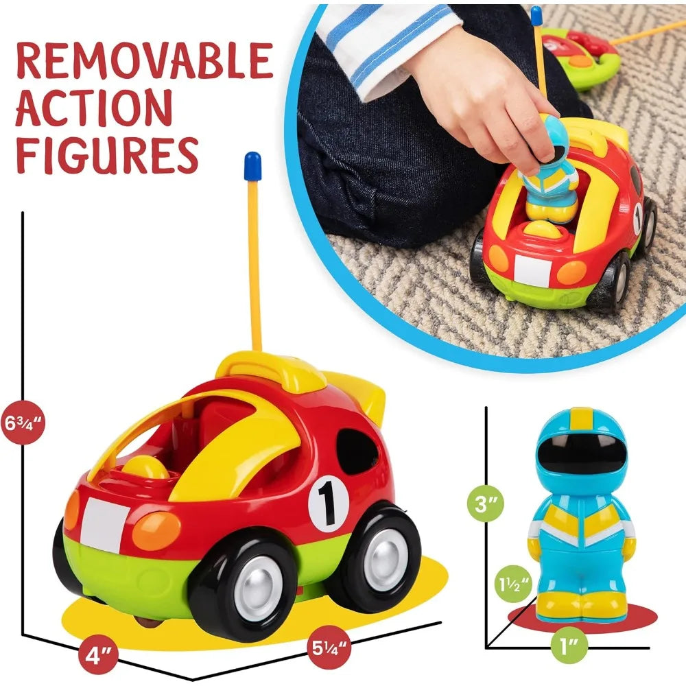 Cartoon Remote Control Cars - Police Car and Race Car for Toddlers - RC Cars for Kids - Easy Remote Control Toy, Christmas Gifts