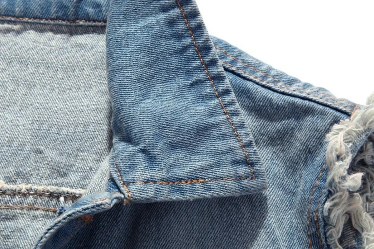 Summer Mens Ripped Denim Vest Male Tank Top Washed Jeans Waistcoat Man Retro Cowboy Hip Hop Sleeveless Jacket for Men