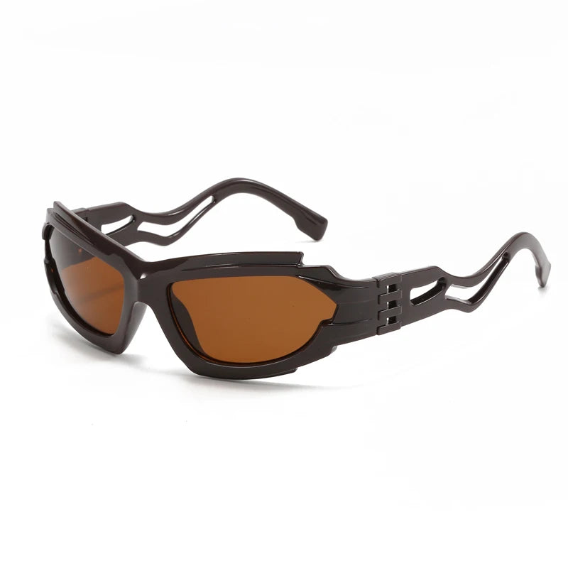 Fashion Cycling Hollow S-shaped Leg Punk Sunglasses Y2K Futuristic Personalized Sun Glasses INS Sports Cycling Glasses