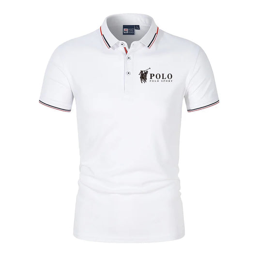 Men's premium summer polo shirt, quick drying, breathable, casual, business fashion, sports, short sleeved, men's clothing