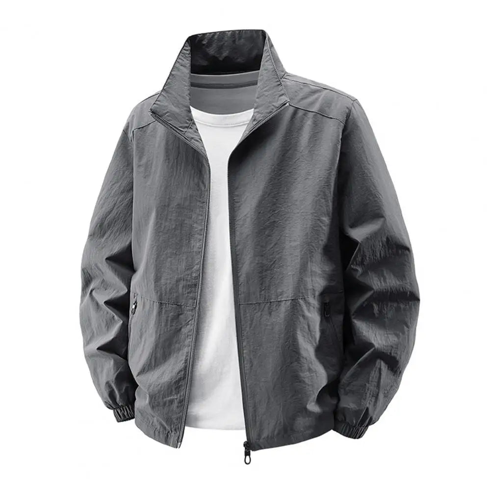 Summer Jackets Men Windbreaker Coats Sports Sunscreen Clothing Men Ultrathin Fishing Wearing Man Stand Collar Zip Up Coats