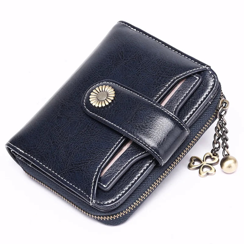 2025 Luxury Women Wallet Lady Split Leather Vintage Bifold Purse Female RFID Card Holder RetroCoins Bag Gift for Mom Box Packing