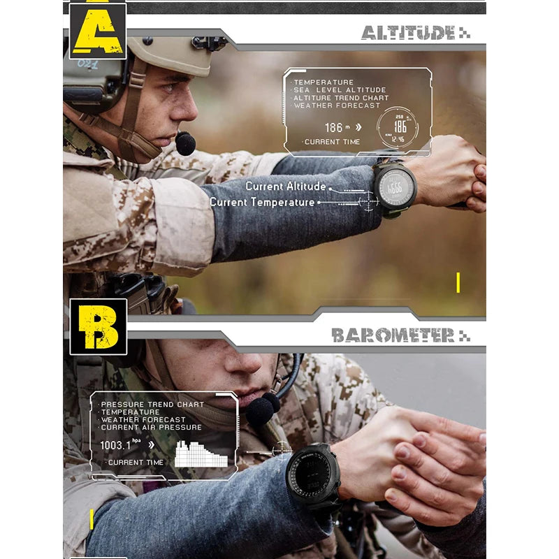 NORTH EDGE Men's Sport Digital Watch – Altimeter, Compass & 50M Waterproof