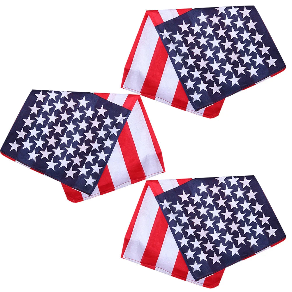 3pcs USA Flag Headscarf Flag Bandanas American Flag Headband Hip Hop Headscarf Patriotic Headwear 4th of July
