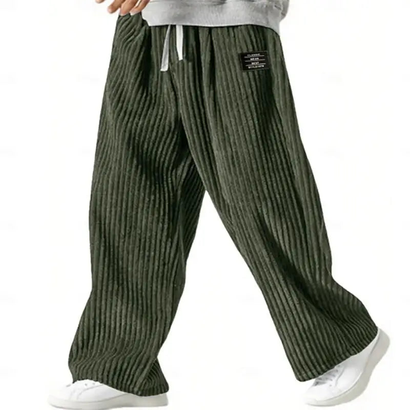 Men's Corduroy Pants Casual Trousers Straight Leg Relaxed Fit Elastic Waist with Drawstring Outdoor Comfortable Joggers Fashion