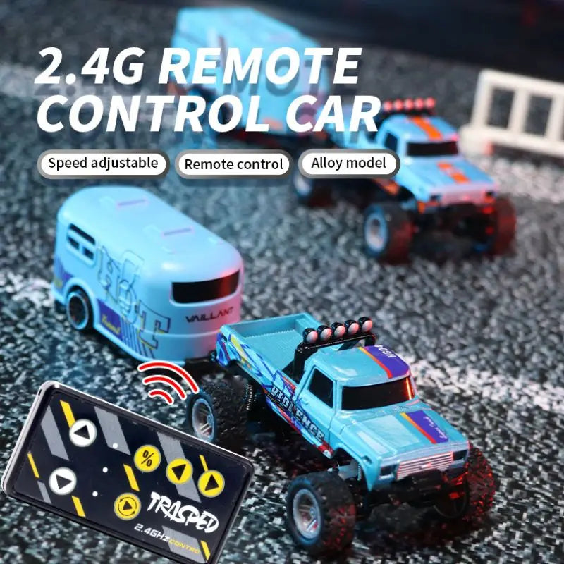 RC Off-Road Monster Truck 1/64 Remote Control Mini Climbing Car, Alloy Material, 2.4G Remote Control Electric Off-Road Vehicle.