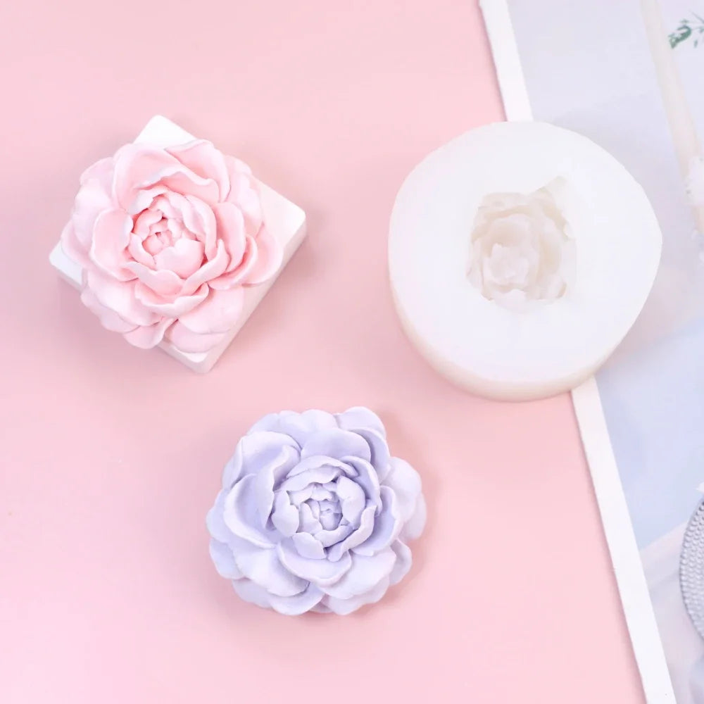 Stack Petal Peony Silicone Candle Molds Jasmine Resin Gypsum Moulds Rose Flower Chocolate Mother’s Day Gifts Birthday Cake Decor