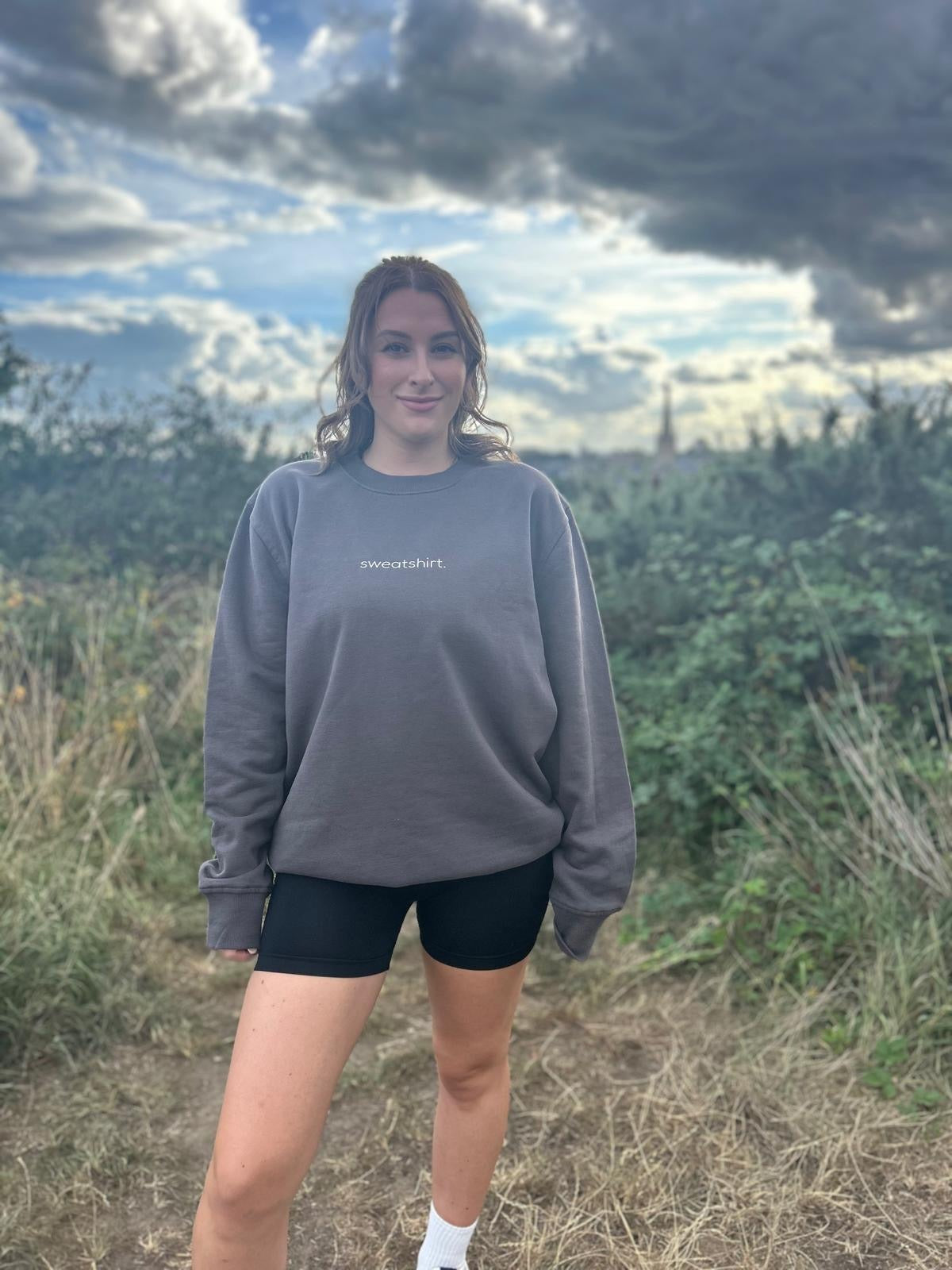 simple. sweatshirt. snug. charcoal.